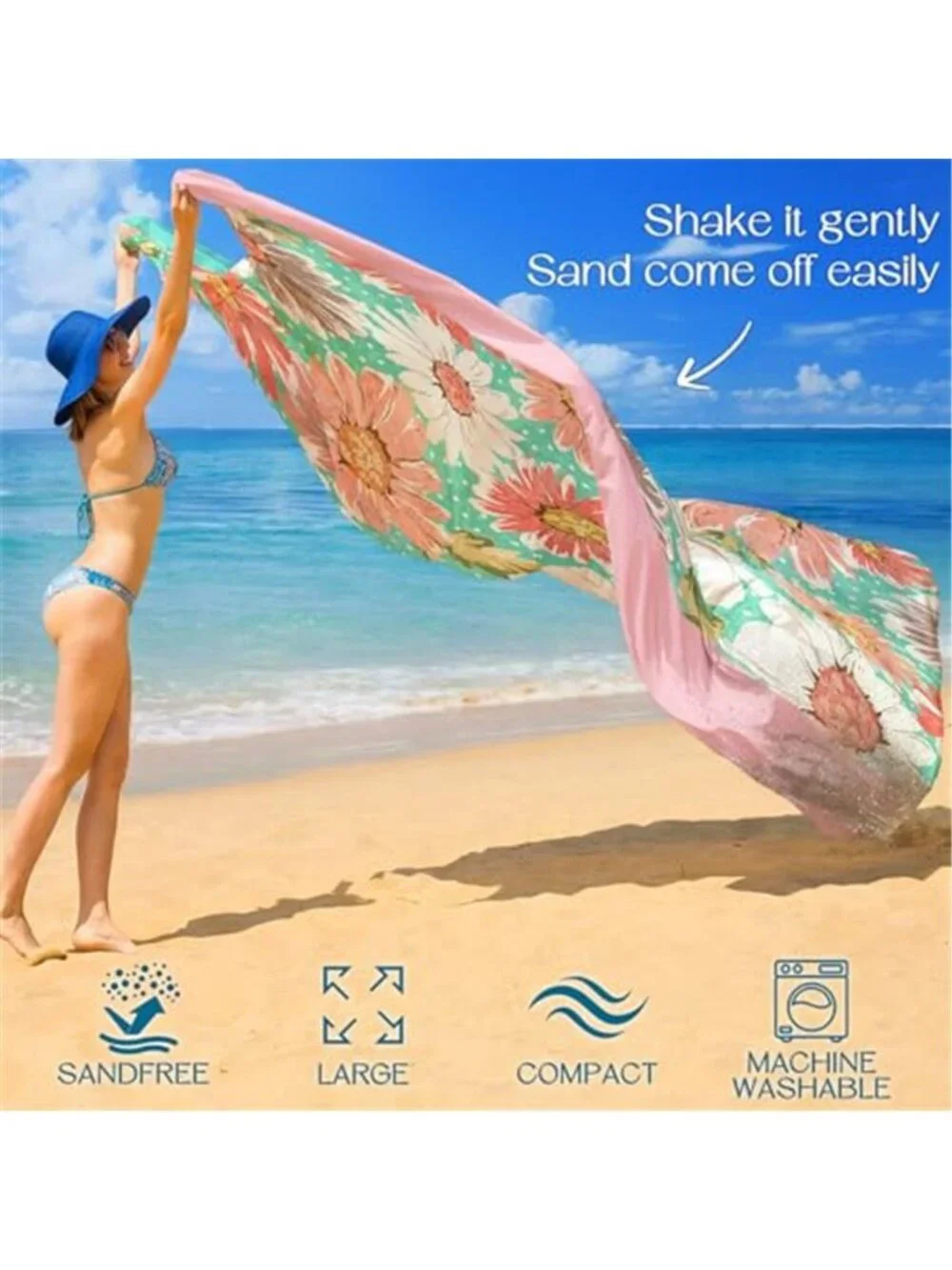 Beach Blanket Waterproof Sandproof,78''X81''/78''X110'' Large Sand Free